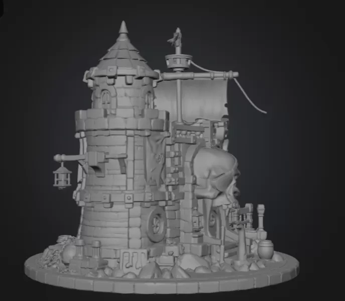 Pirate Skull Fortress STL File for 3D Print - Model preview 10