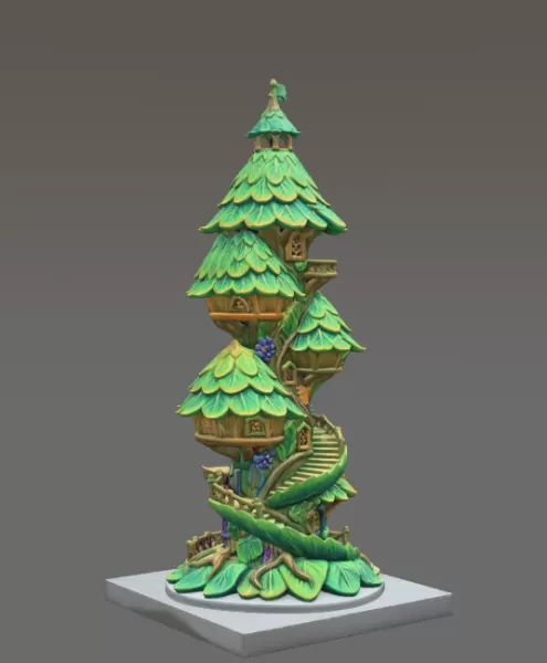Advertising Enchanted Spiral Tree Tower STL File 3D Printable Fa - Model preview 6