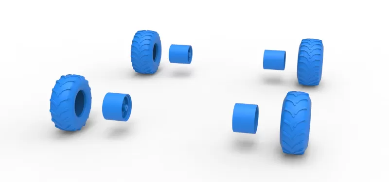 Wheel set of Mud dragster Version 3 Scale 1:25 - Model preview 10