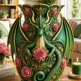 Emerald Rose Dragon Vase STL for 3D Print - Model thumbnail 5