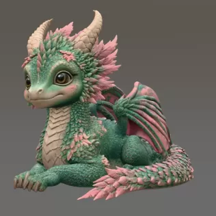 Blossom Guardian Dragon STL File for 3D Print - Model thumbnail 5