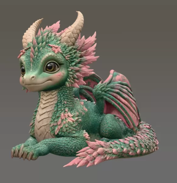 Blossom Guardian Dragon STL File for 3D Print - Model preview 5