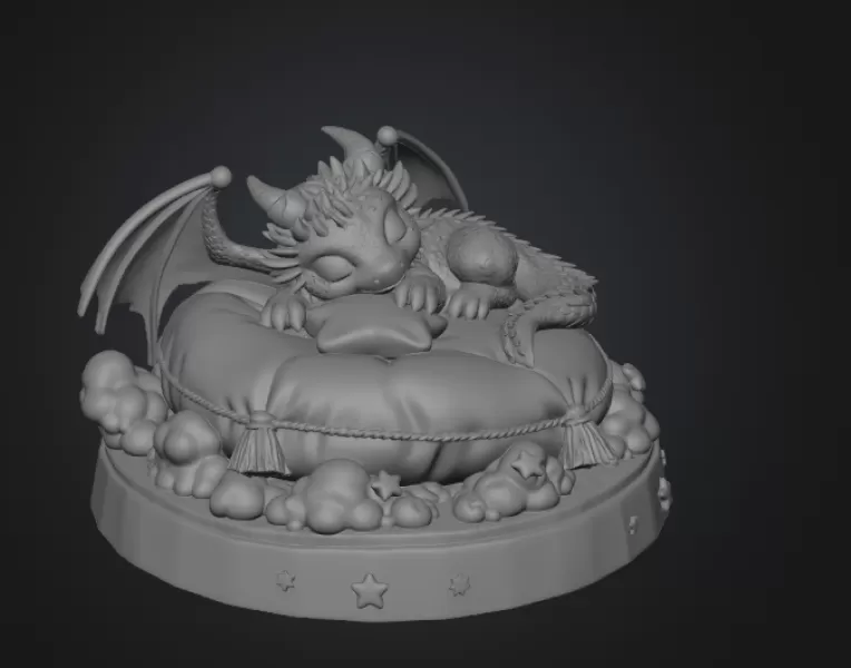 Sleeping Dream Dragon STL File 3D Print - Model preview 10