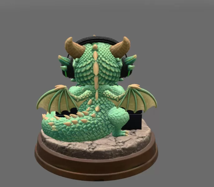 DJ Dragon Figurine – STL File for 3D Printing - Model preview 5