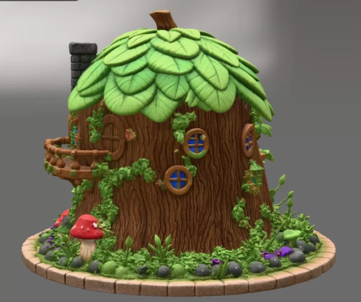 Enchanted Tree House Cottage STL File for 3D Print - Model preview 8