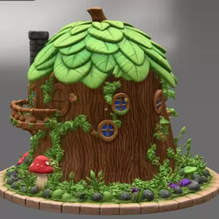 Enchanted Tree House Cottage STL File for 3D Print - Model thumbnail 8