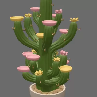 Blooming Cactus Jewelry Organizer STL File for 3D Print - Model thumbnail 9