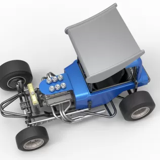 Vintage Winged Supermodified stock car Version 2 Scale 1:25 - Model thumbnail 4