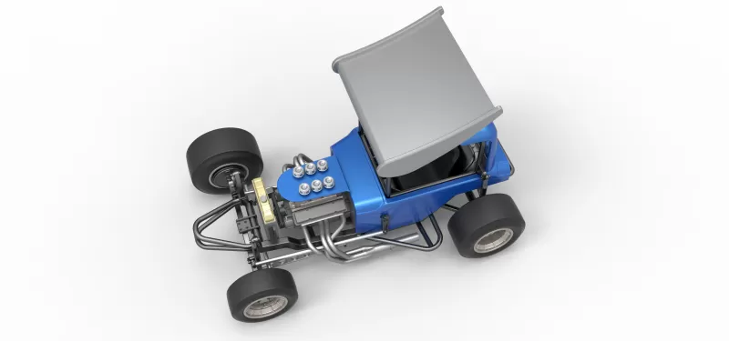 Vintage Winged Supermodified stock car Version 2 Scale 1:25 - Model preview 4