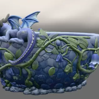 Baby Dragon Flower Bowl STL File for 3D Print - Model thumbnail 8