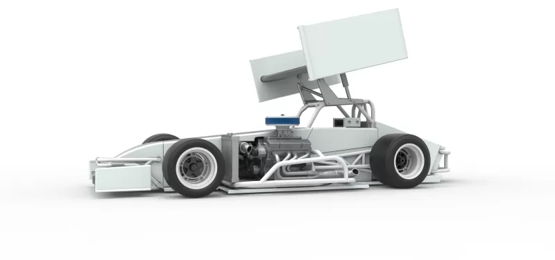 Supermodified front engine Winged race car V4 Scale 1:25 - Model preview 2