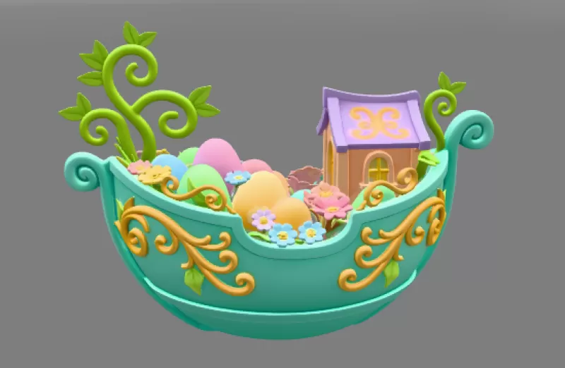 Fantasy Easter Egg Boat STL File– 3D Printable Easter Decoration - Model preview 4