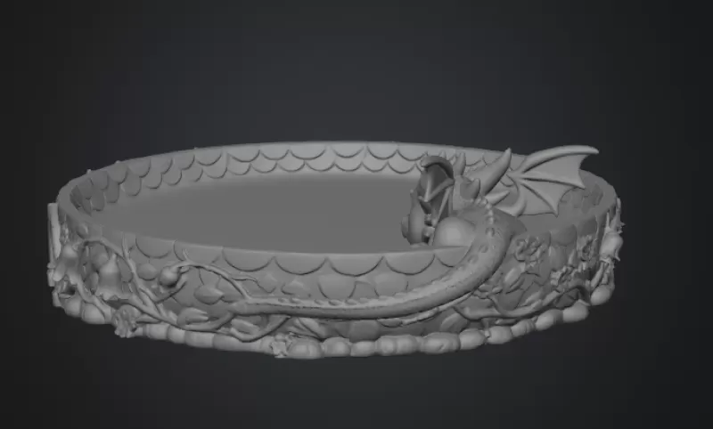 Sleeping Baby Dragon Tray STL File for 3D Print - Model preview 12
