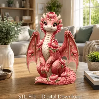 Rosé Bloom Dragon STL File for 3D Print - Model thumbnail 6