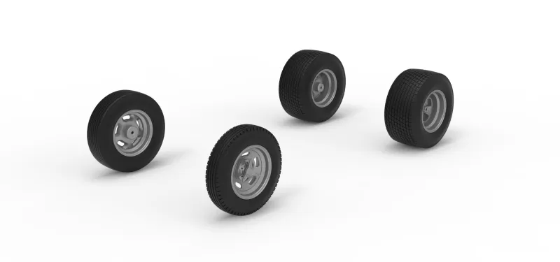 Wheel Set of Dirt Silver Crown Champ car Version 2 Scale 1:25 - Model preview 2