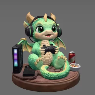 Gamer Dragon STL File for 3D Print - Model thumbnail 4