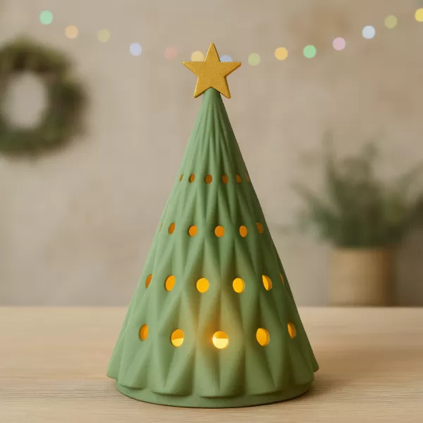 Christmas Tree Candle Holder | Centerpiece Holiday Decoration - Model preview 3
