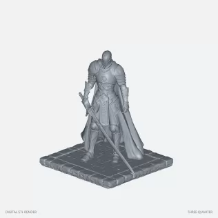 Closed Helmet Sword Knight Statue - STL - Model thumbnail 2