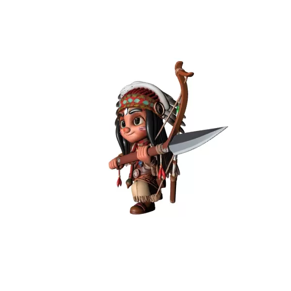 Apache Kid Stylized 3D Model - Model preview 5