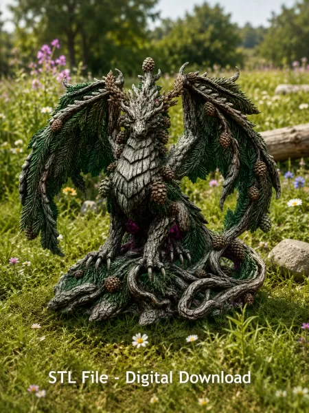 Ancient Forest Guardian Dragon STL File for 3D Print - Model preview 2