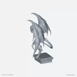 Winged Demon on Plinth - 100 mm STL