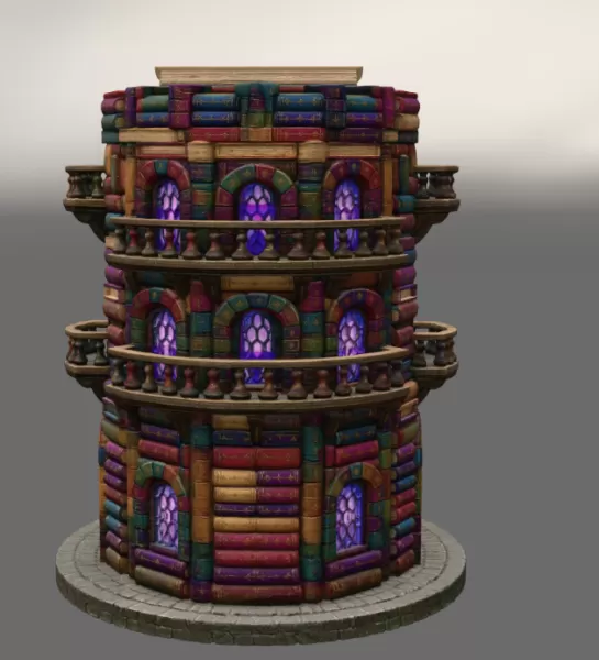 📚 Enchanted Library Tower STL File for 3D Print - Model preview 7
