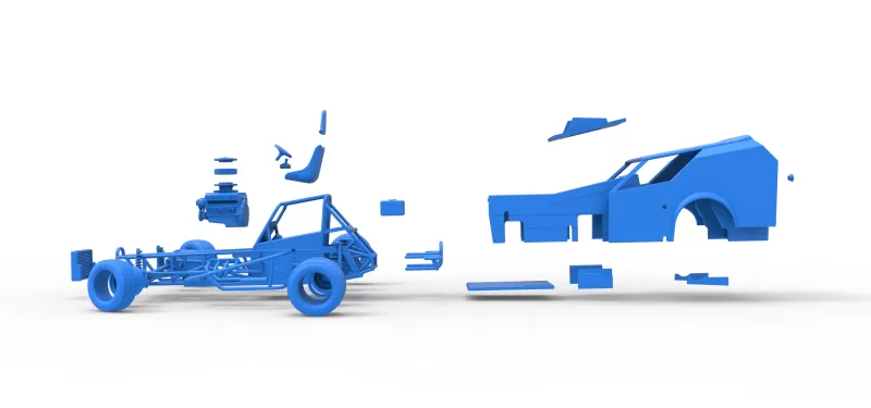 Vintage Dirt Modified stock car V7 while turning Scale 1:25 - Model preview 29