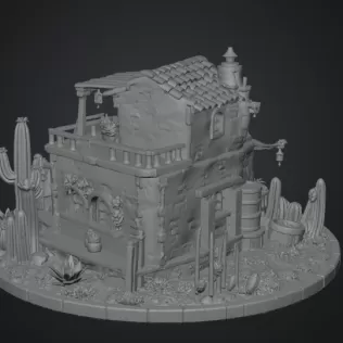 Desert Trading Post Fantasy Western Village STL File for 3D - Model thumbnail 13