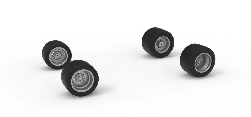 Wheel set of Asphalt Supermodified stock car V3 Scale 1:25 - Model preview 1