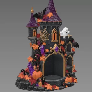 Haunted Halloween Castle LED Candle Holder STL File for 3D Print - Model thumbnail 10