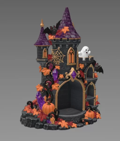 Haunted Halloween Castle LED Candle Holder STL File for 3D Print - Model preview 10