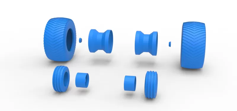 Wheel set of Pro Stock Pulling Tractor Version 4 Scale 1:25 - Model preview 9