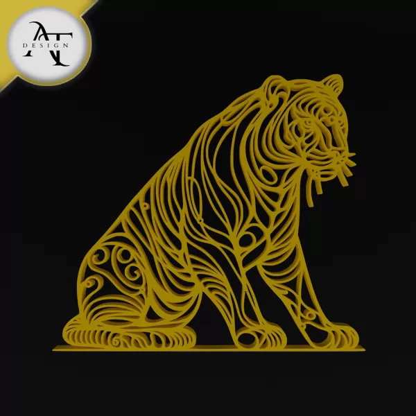 Tiger - Line Art - 2D Wall Art Decor - Model preview 1