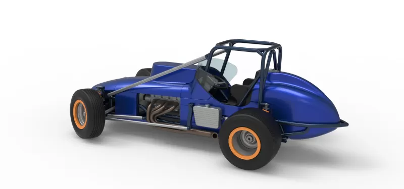 Dirt Silver Crown Champ car while turning Scale 1:25 - Model preview 12