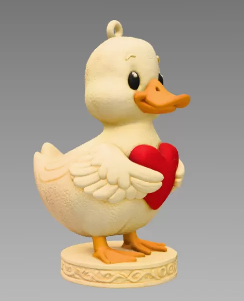 Cute Duck with Heart – 3D Printable STL File - Model preview 6