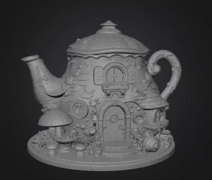 Enchanted Teapot Cottage STL File for 3D Print - Model preview 14