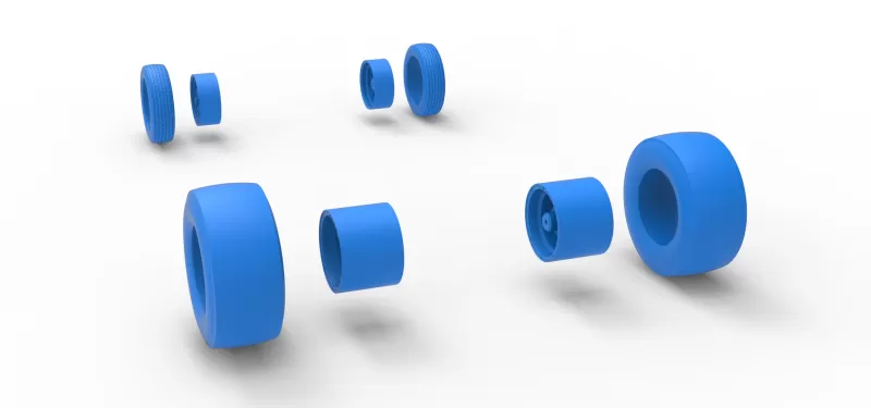 Wheel Set of Vintage Front engine dragster Version 7 Scale 1:25 - Model preview 12