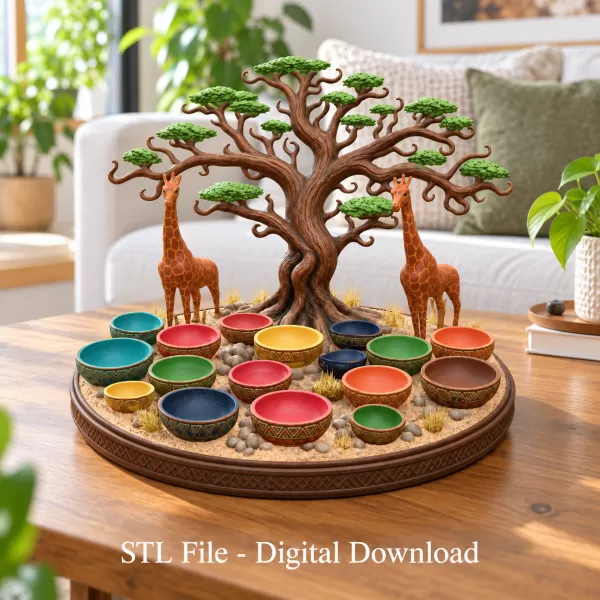 African Savanna Giraffe Bowl Organizer STL File for 3D Print - Model preview 1