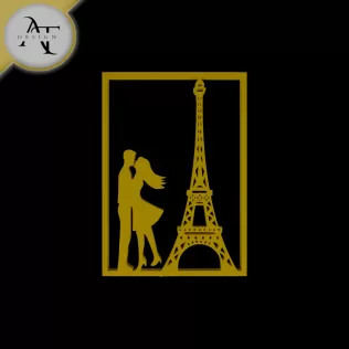 A couple in Paris - Silhouette - 2D Wall Art Decor