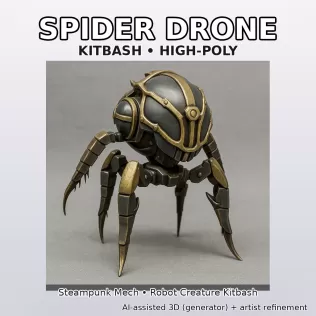 Cinematic Creature + Mech Kitbash Pack (High-Poly 3D Models) - Model thumbnail 16