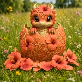 Hibiscus Hatchling Dragon STL File for 3D Print - Model thumbnail 3