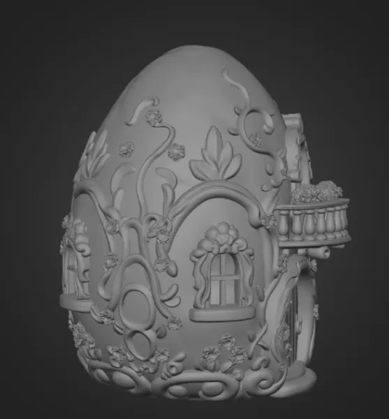 Fantasy Egg Cottage House – STL File 3D Printable - Model preview 11