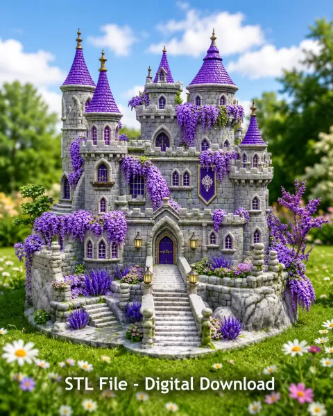 Lavender Bloom Castle STL File for 3D Print - Model preview 2