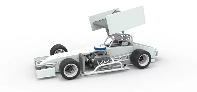 Supermodified front engine Winged race car V4 Scale 1:25 - Model preview 1