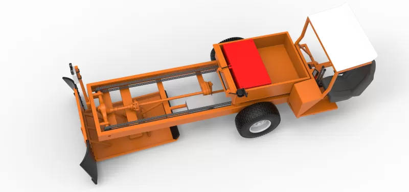 Garden Tractor pulling sled Scale 1:25 - Model preview 4