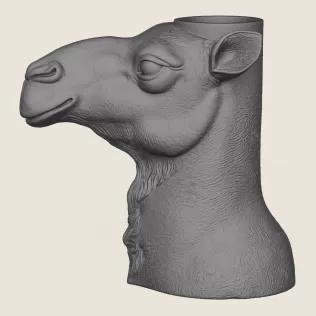 Camel Face Vase Print Ready 3D Model - Model thumbnail 4
