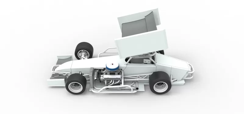 Supermodified front engine Winged race car V4 Scale 1:25 - Model preview 9