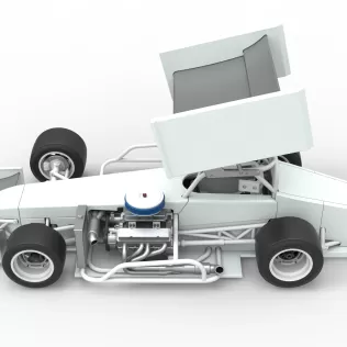 Supermodified front engine Winged race car V4 Scale 1:25 - Model thumbnail 9
