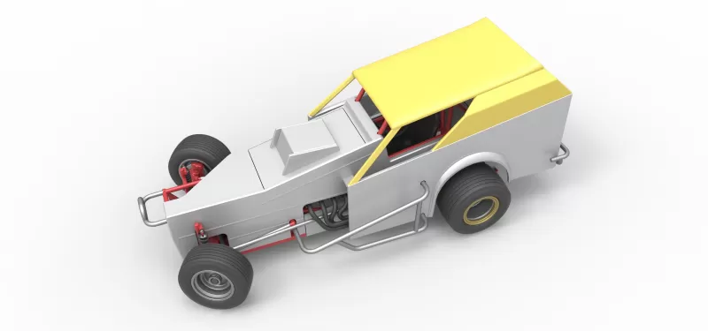Vintage Dirt Modified stock car V7 while turning Scale 1:25 - Model preview 4