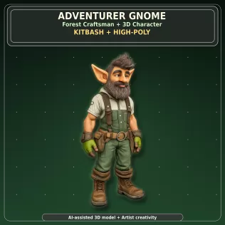 Garden Gnome Character Pack – Fantasy Garden Worker Kitbash - Model thumbnail 18